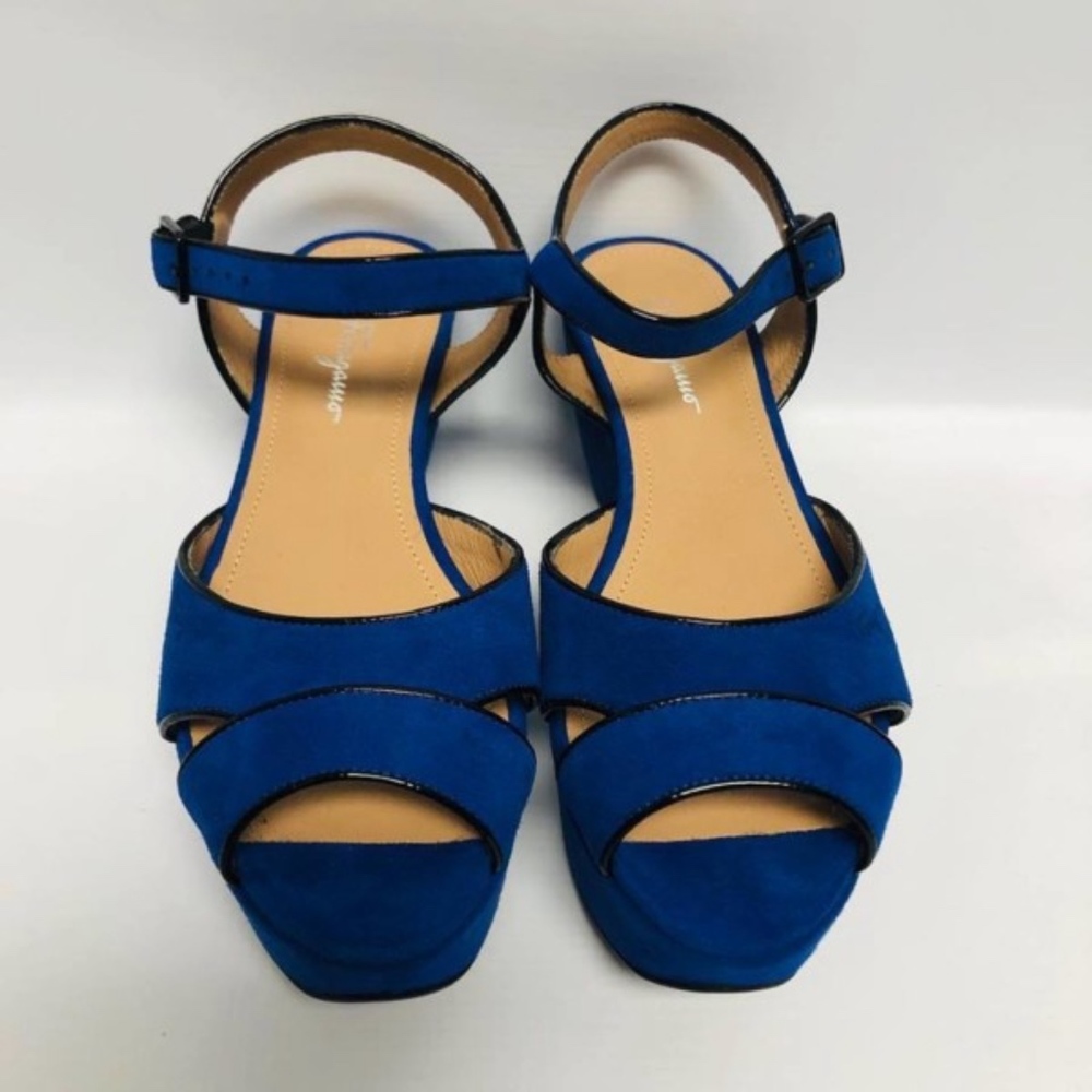 Salvatore Ferragamo My Sandal Blue Platform Wedge